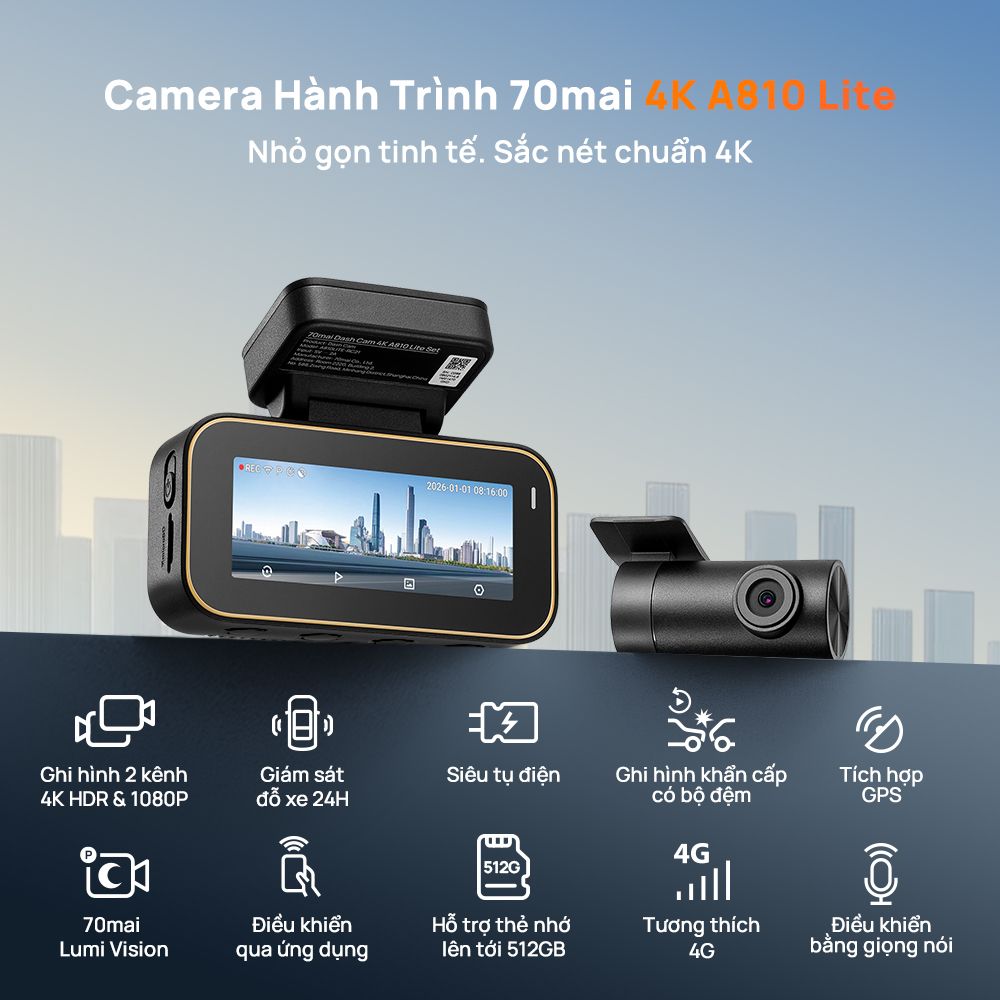 Camera Hành Trình 70mai 4k A810 Lite 1 Camera Hành Trình 70mai 4k A810 Lite 1