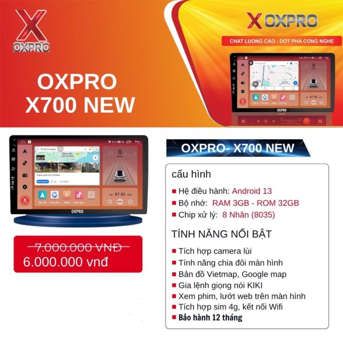 Màn Hình Android OXPRO X700 NEW – Nâng Tầm Trải Nghiệm Lái Xe, Giá Tốt Đáng Đầu Tư 2 Màn Hình Android Oxpro X700 New 2
